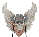 Rustic Western Cow Skull With Horns And Angel Wings Wall Double Hooks Sculpture