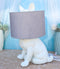 Whimsical Cute White Hiding Dog Desktop Bedside Table Lamp With Fabric Shade 17"