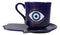 Blue Evil Eye Of Providence Hamsa Palmistry Hand Palm Mug Cup With Saucer Set