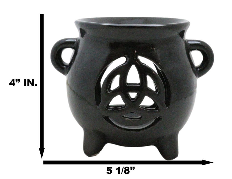 Wicca Witchcraft Triquetra Black Cauldron Essential Oil Warmer Candle Holder