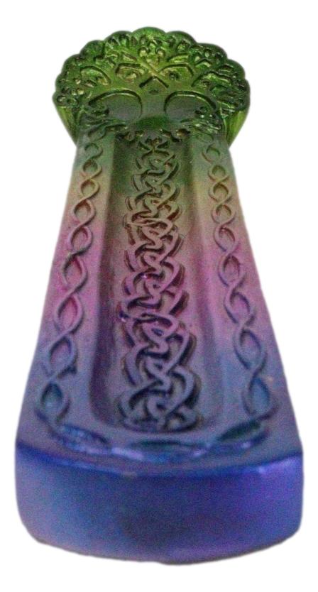 Wicca Celtic Knotwork Rainbow Tree Of Life Ornate Incense Stick Holder Figurine