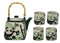 Green Bamboo Lucky Panda Bear Ceramic Hexagonal Teapot With 4 Tea Cups Set