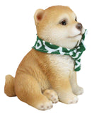 Lifelike Adorable Sitting Japanese Shiba Inu Puppy Dog with Scarf Mini Figurine