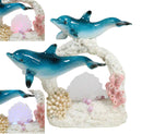 Blue Dolphins Family Swimming Over Acrylic Art Coral Reef LED Light Figurine