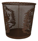 Rustic Deer Moose By Pine Forest Mountains Metal Wire Waste Basket Trash Bin