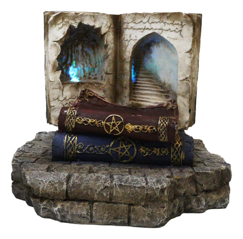 Magic Spell Pentagram Books With Secret Caverns LED Miniatures Display Stand