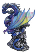 Ryvthys Air Elemental Blue Wind Rainbow Winged Dragon On Lightning Clouds Statue