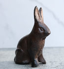 Pack Of 2 Rustic Cast Iron Cottage Bunny Rabbit Hare Sitting Figurines 3.25"H