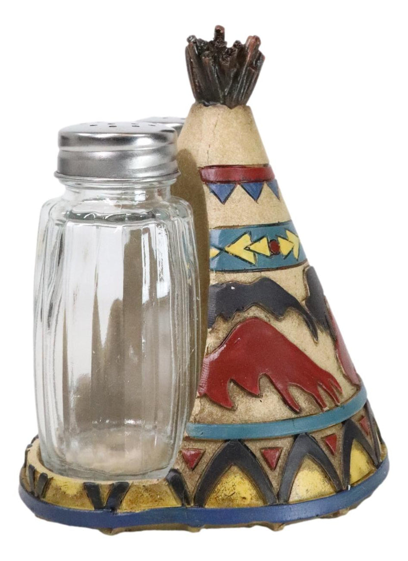 Southwestern Indian Teepee Hut Buffalo Stampede Salt And Pepper Shakers Holder