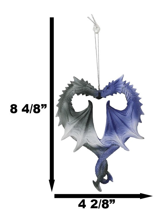 Anne Stokes Heart Shaped Night and Day Dragons Tree Hanging Ornament Figurine