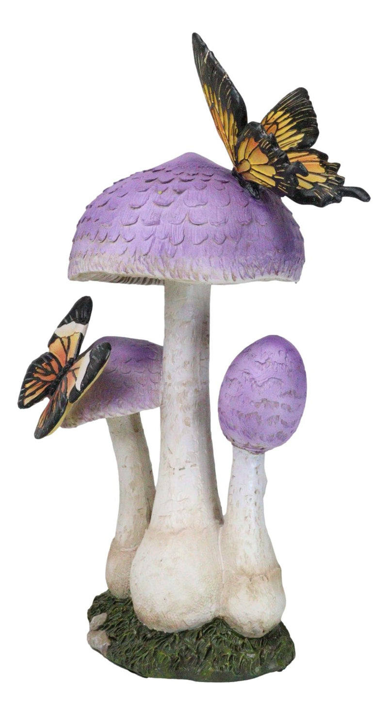 Enchanted Fairy Garden Purple Toadstool Mushrooms Monarch Butterflies Figurine