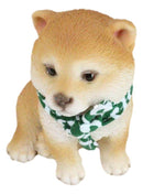 Lifelike Adorable Sitting Japanese Shiba Inu Puppy Dog with Scarf Mini Figurine