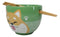 Green Japanese Shiba Inu Dog Ceramic Donburi Ramen Soup Bowl With Chopsticks Set