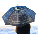 Wicca Magic Black Gold Astrology Wheel Sacred Symbols Constellations Umbrella