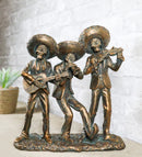 Day of The Dead Skeleton Mariachi Trio Guitarron Trumpet And Violin Figurine