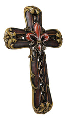 Royal Florentian Rococo Fleur De Lis Classic Faux Wooden Rustic Wall Cross