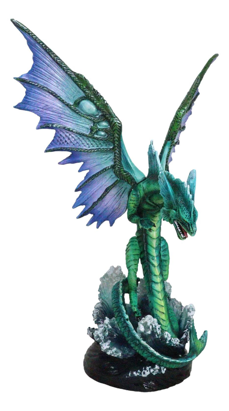 Large Fantasy Elemental Water Dragon Rising Above Sea Waves Collectible Figurine