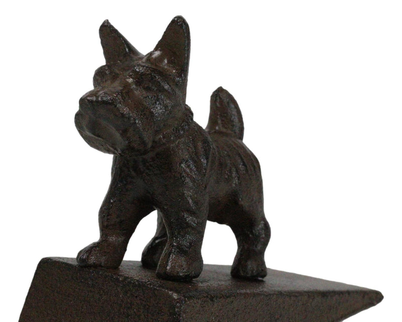 Rustic Cast Iron Whimsical Canine Scottish Terrier Dog Door Stop Stopper Wedge