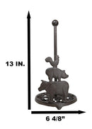 Cast Iron Rustic Farm Barn Animals Rooster Pig Cow Kitchen Paper Towel Holder