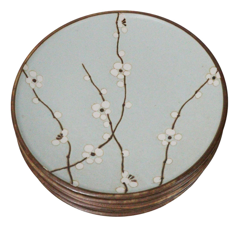 Set Of 6 Japan Made Sakura Cherry Blossoms Porcelain Round Lunch Buffet Plates