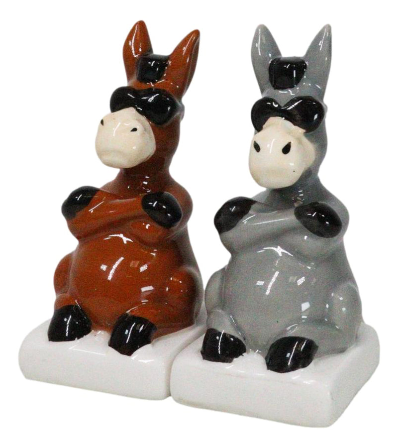 Ceramic Brown And Gray Jackass Donkeys With Cool Shades Salt Pepper Shakers