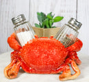 Nautical Marine Red Stone Crab Salt and Pepper Shakers Holder Figurine Set