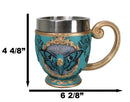 Wicca Turquoise Cameo Golden Lace Scroll Butterfly Moth Skull Tea Cup Mug