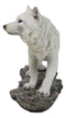 Woodlands Winter Hunter Tundra Snow White Albino Wolf On The Prowl Figurine