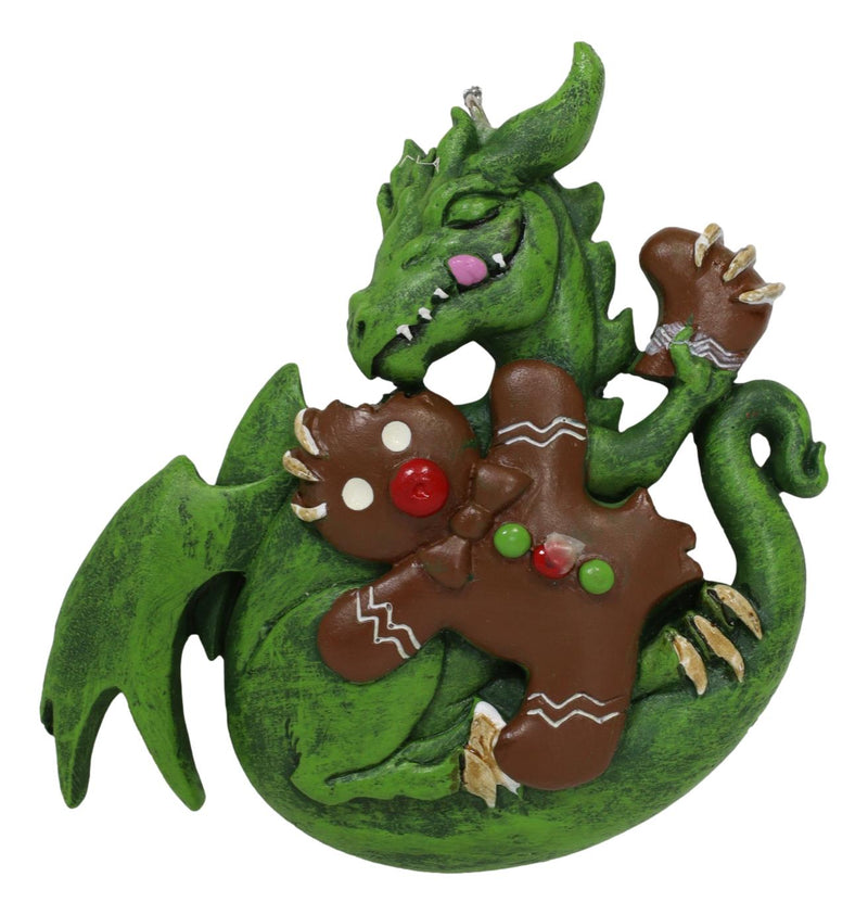 Ruth Thompson Green Dragon With Gingerbread Man Christmas Tree Hanging Ornament