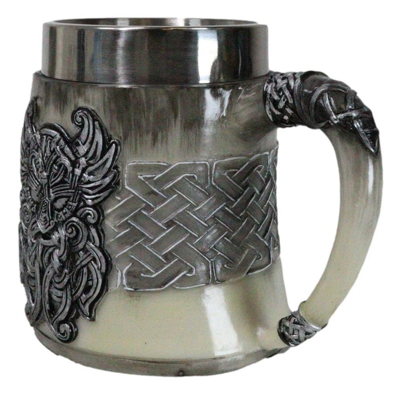 Gothic Viking Horned Warrior Danegeld Skull Tankard Mug 20oz With Hammer Handle