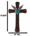 Western Boho Chic Turquoise Heart Angel Wings Tooled Floral Leather Wall Cross