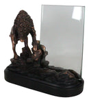 Charging Native American Bison Buffalo 6"X4" Picture Frame Bronzed Figurine