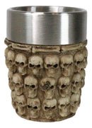 Set Of 4 Gothic Ossuary Graveyard Morphing Skulls And Spine Bones Shot Glass