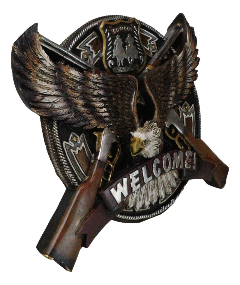 Western Bald Eagle With 2 Rifle Shotguns Cowboy Party Welcome Wall Decor Plaque