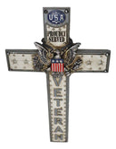 Western USA Proudly Served Flag American Great Seal Eagle Veteran Wall Cross