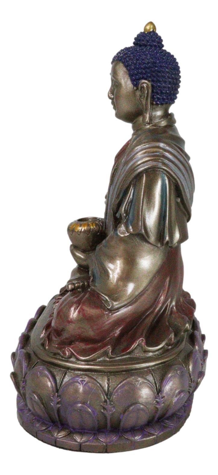 Eastern Enlightenment Meditating Buddha Shakyamuni On Lotus Throne Altar Statue