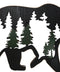 Rustic Black Bear With Pine Trees Forest Silhouette Cutout Wooden Wall Decor