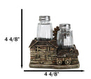 Western Farmhouse Barn With Windmill And Wagon Salt Pepper Shakers Holder Set