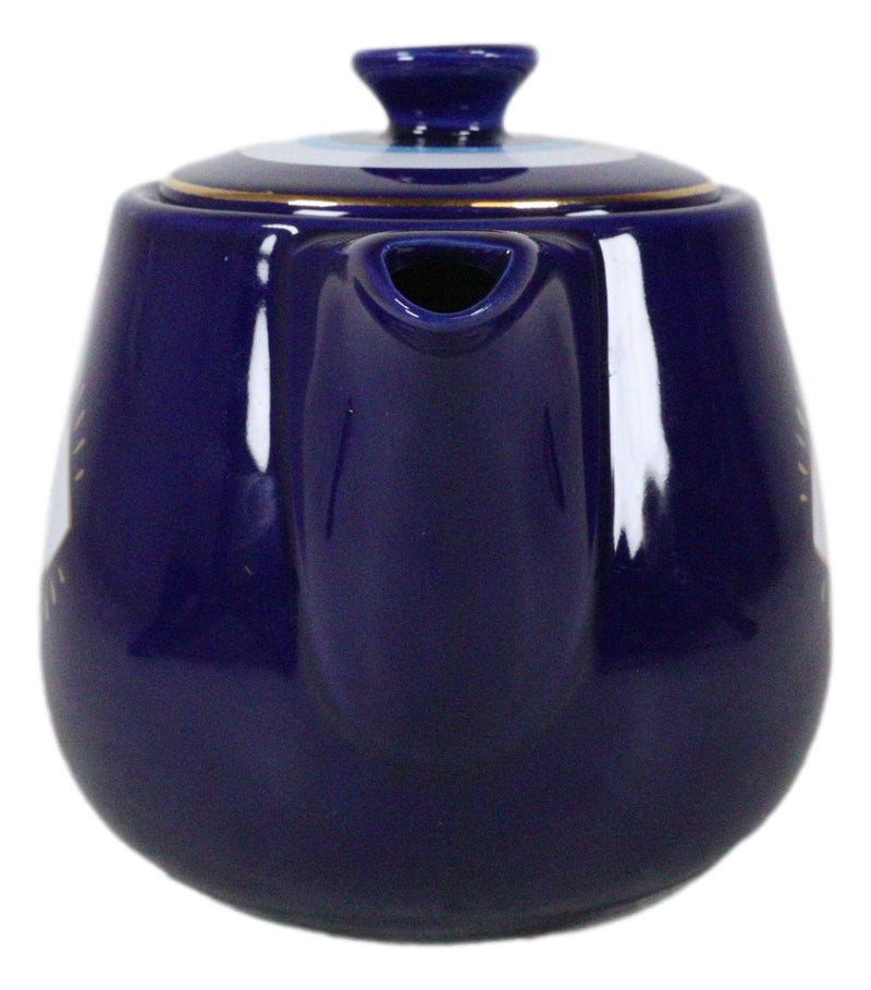 Blue Gothic Alchemy Porcelain Wicca Evil Eye Of Providence Protection Tea Pot