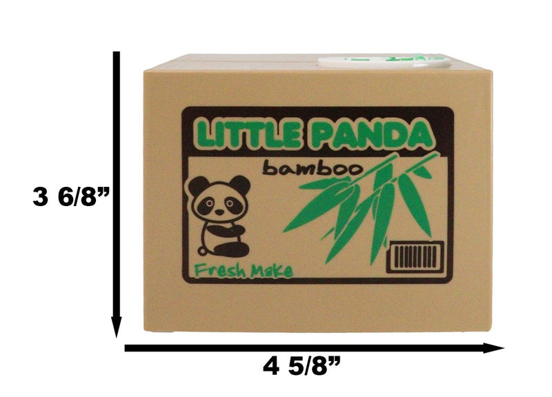 Whimsical Animated Hiding Panda Bear Coin Grabber Money Bank Box Sculpture