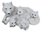 Winter Snow White Albino Wolf Mother at Repose with 4 Cubs Family Figurine