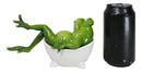 Green Frog with Golden Nails Soaking in Bath Tub While Daydreaming Figurine