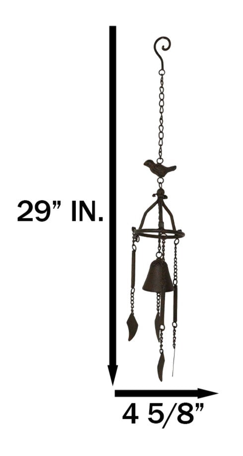 Cast Iron Rustic Country Morning Bird Relaxing Wind Chime Bell Decor Ornament