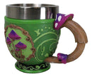 Wicca Whimsical Magic Mushrooms Fungus Forest Green Tea Cup Mug With Handle