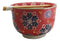 Red Chrysanthemum Floral Art Large 24Oz Donburi Ramen Bowl With Chopsticks Set