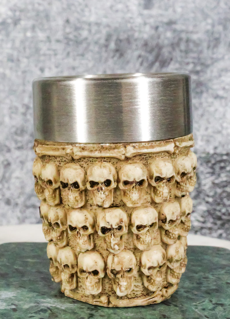 Set Of 4 Gothic Ossuary Graveyard Morphing Skulls And Spine Bones Shot Glass