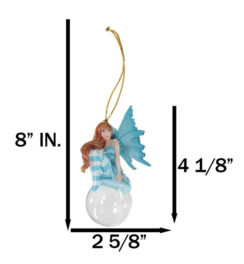 Blue Delphine Bubble Rider Fairy Hanging Ornament Amy Brown Holiday Collection