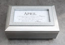 April Cubic Zirconia Elegance Love Birthstones Silver Tone Musical Trinket Box