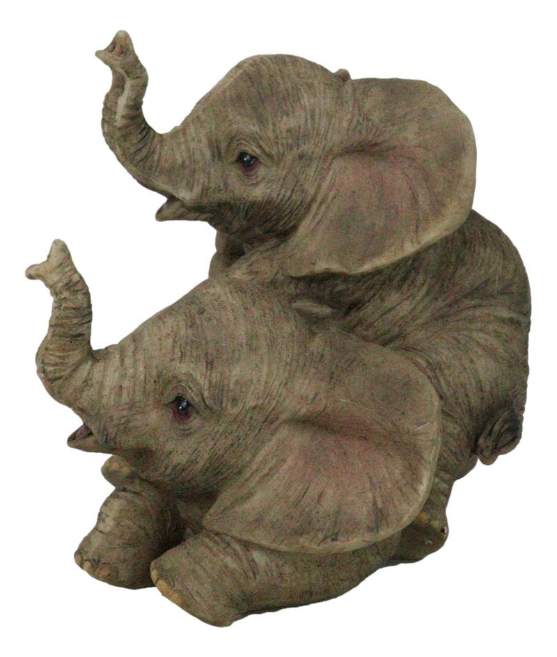 Jungle Frolic Safari Savanna Elephant Baby Calves Playing Together Figurine