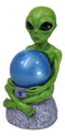 Outer Space UFO ET Roswell Alien Holding Sandstorm Earth Globe Ball Figurine